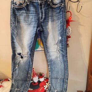 Rock Revival Distressed Blue Bootcut Jeans